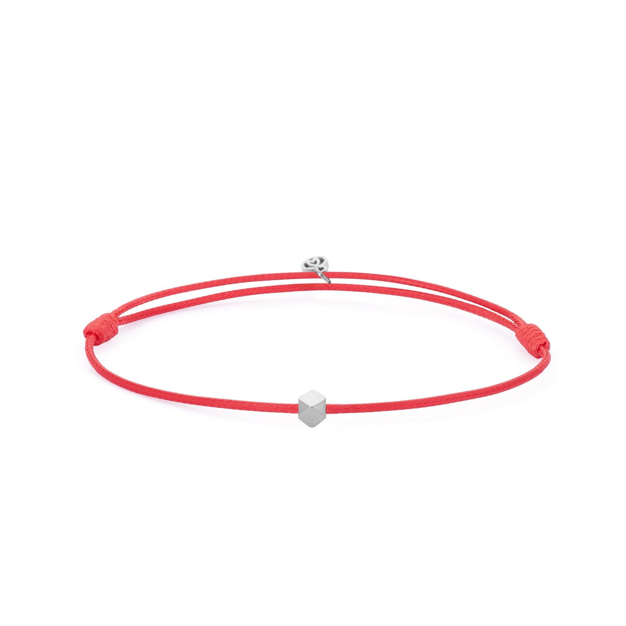 Red Cord Bracelet In Silver