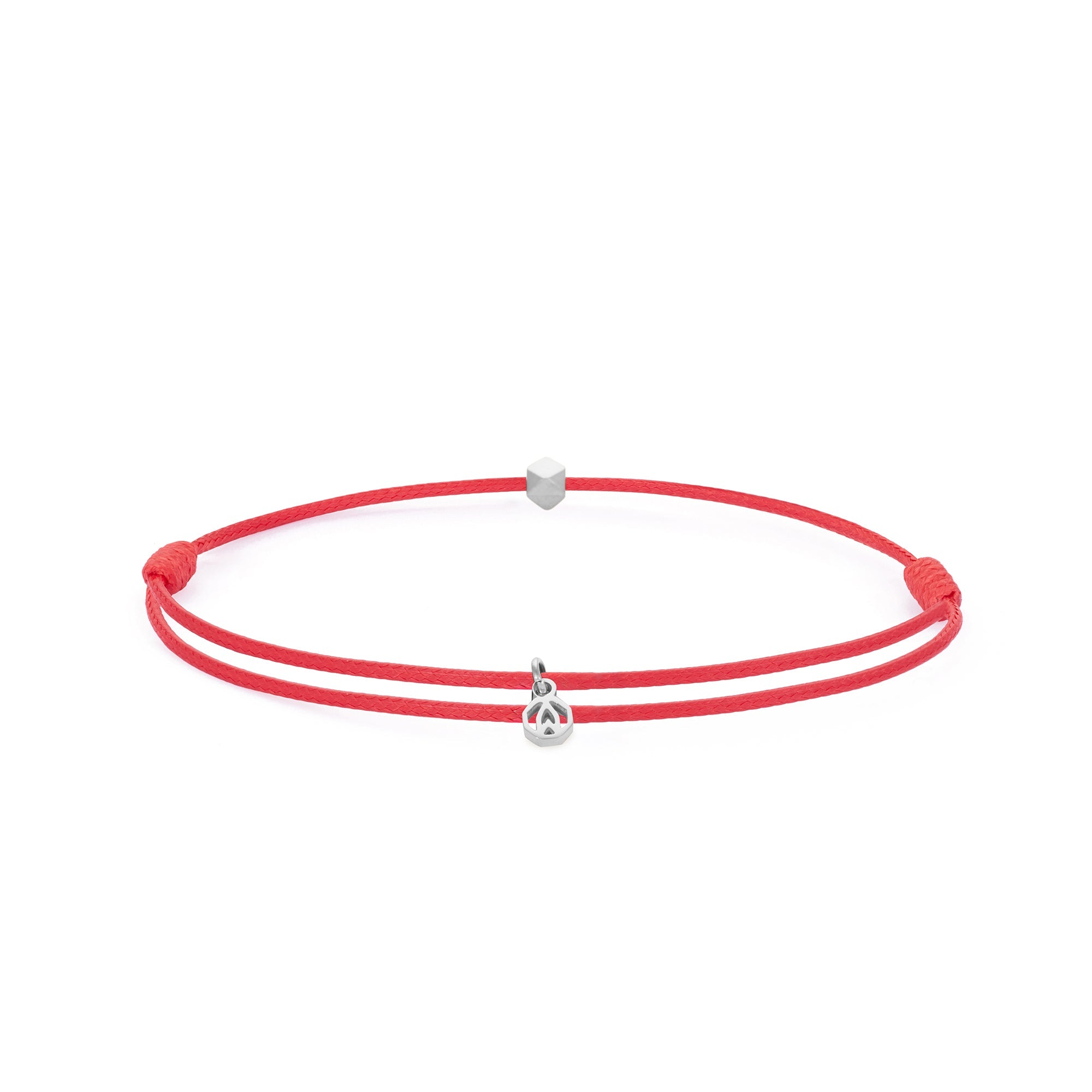 Red Cord Bracelet In Silver