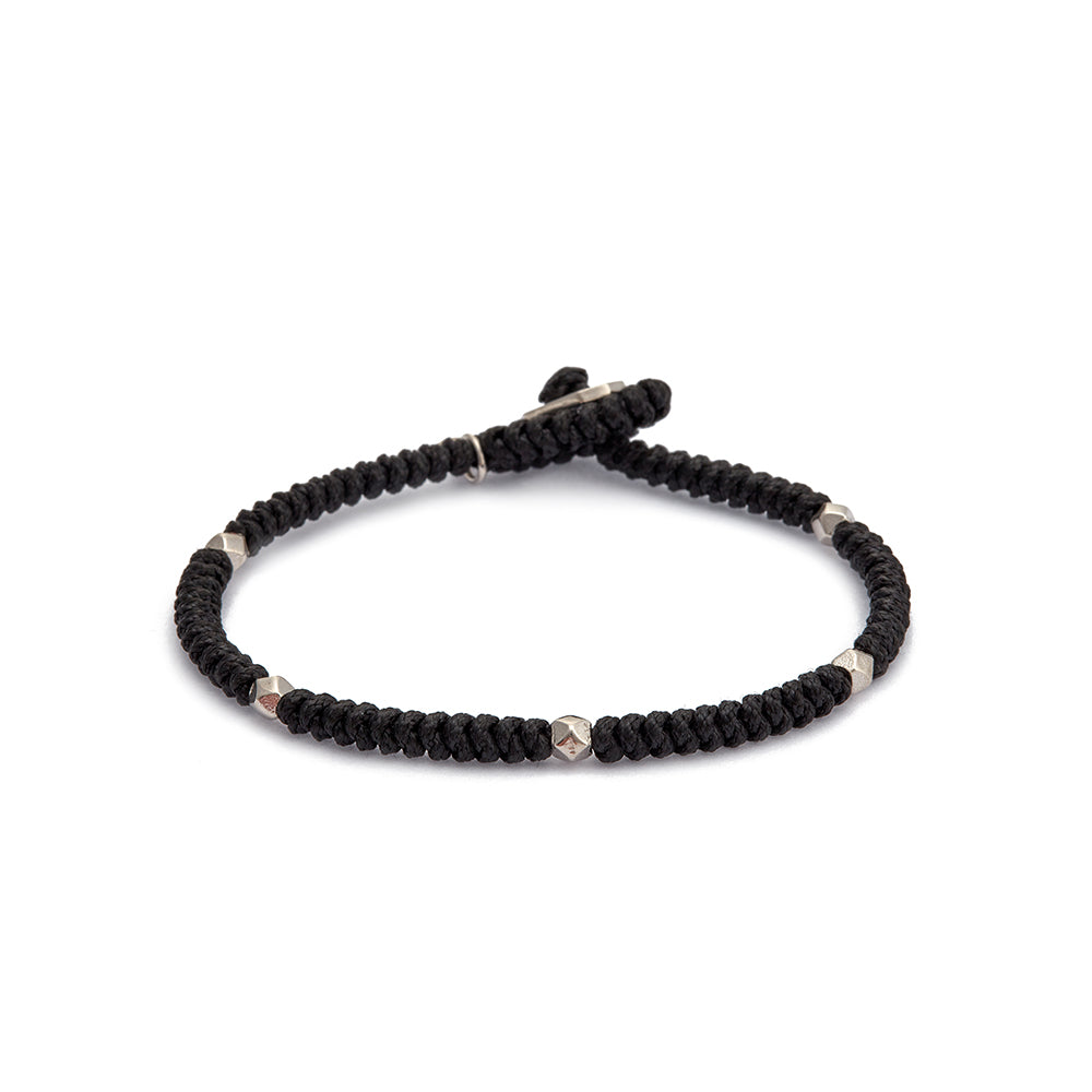 Black Snake Knot Bracelet In Silver