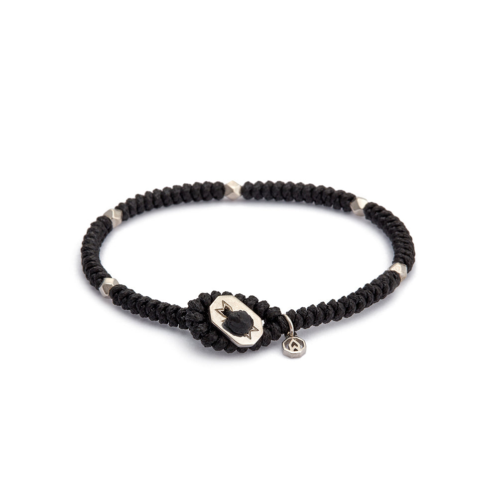 Black Snake Knot Bracelet In Silver