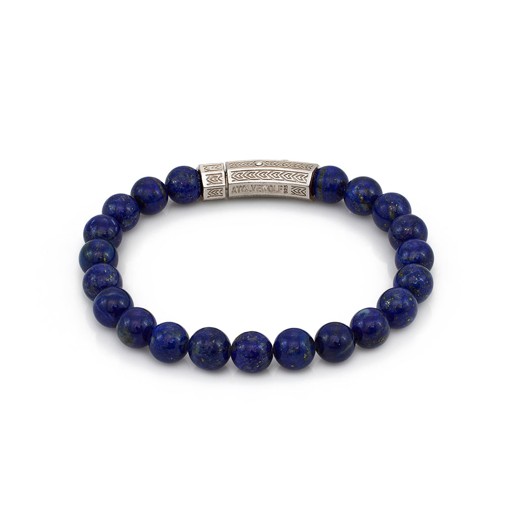 Thick Lapis Bracelet In Silver