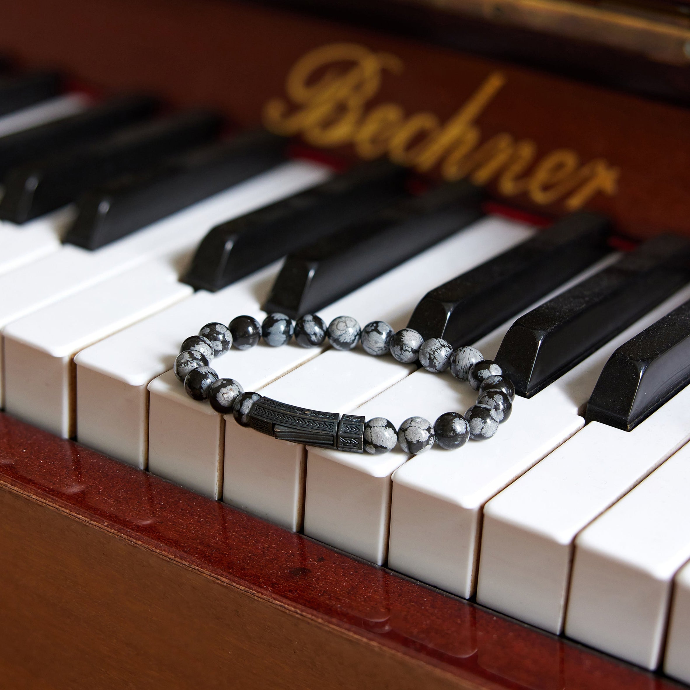 Thick Obsidian Bracelet In Oxide