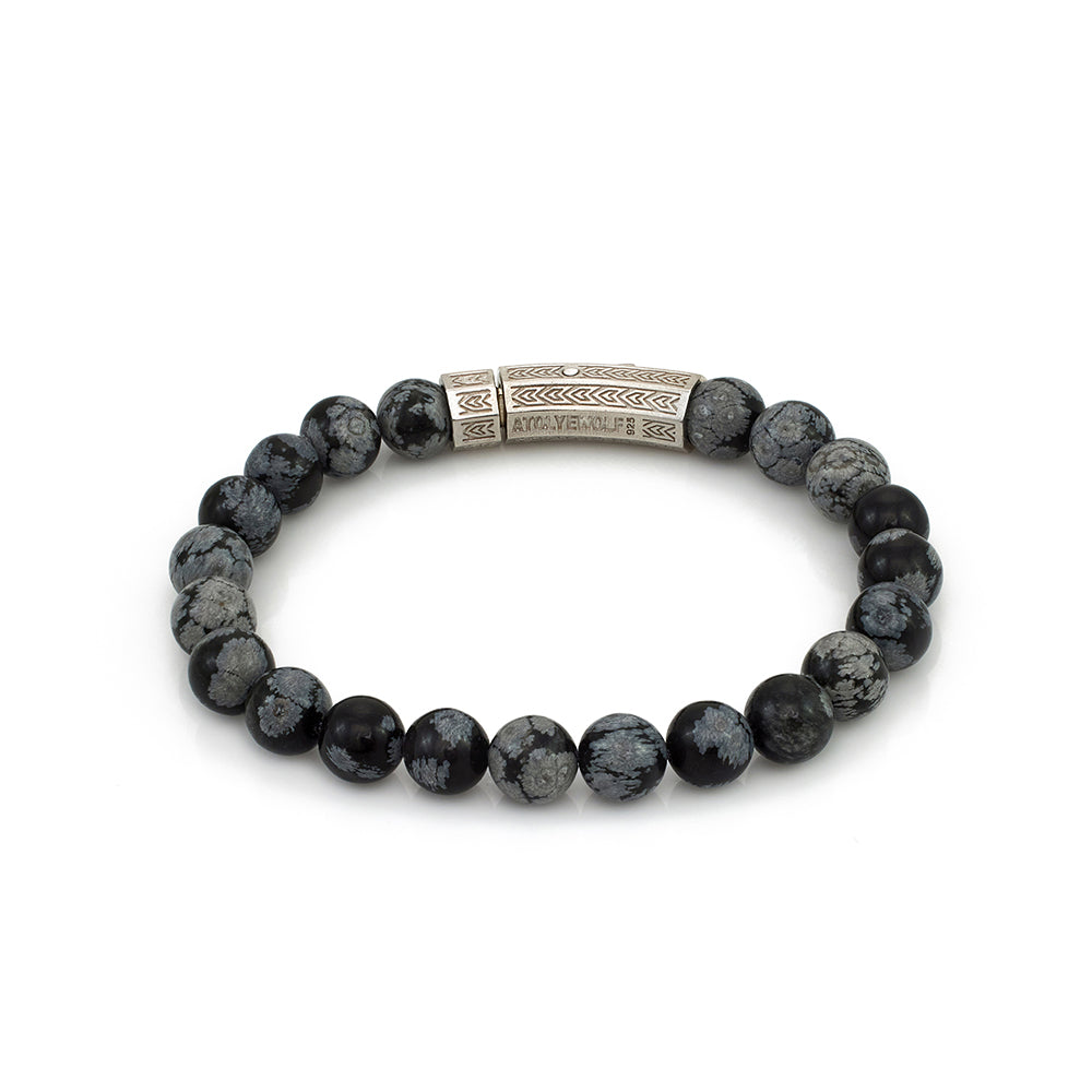 Thick Obsidian Bracelet In Silver