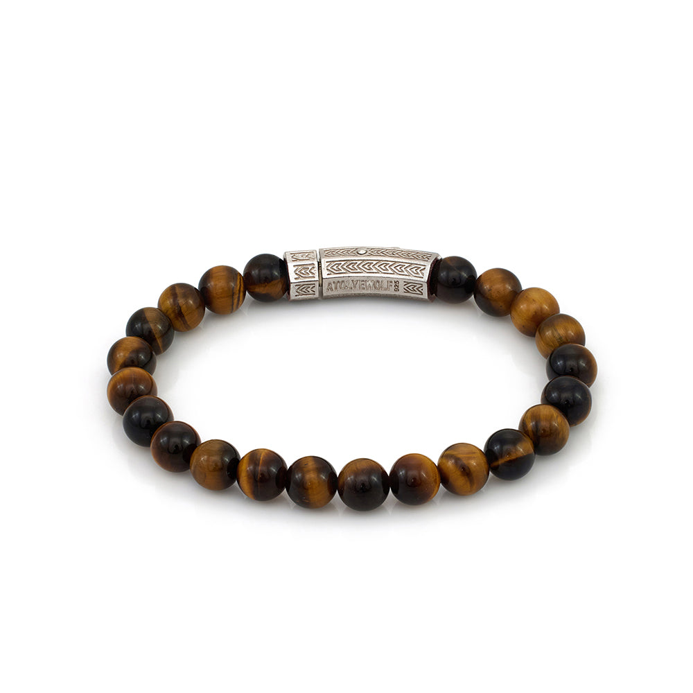 Thick Tiger Eye Bracelet In Silver