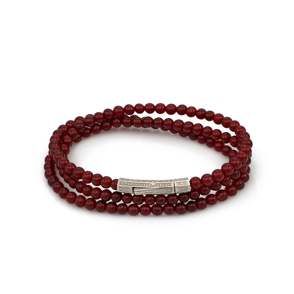 Triple Agate Bracelet In Silver