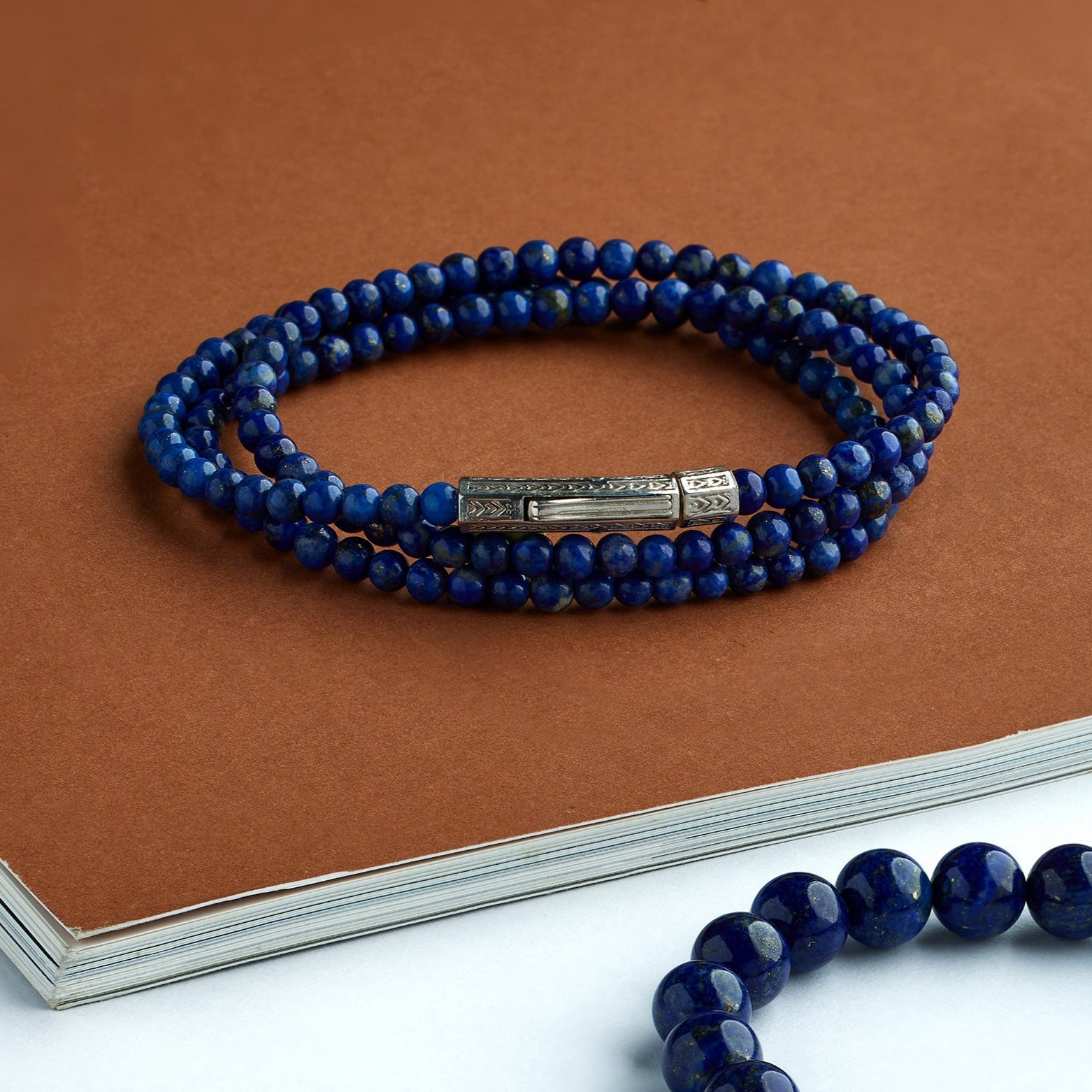 Triple Lapis Bracelet In Silver