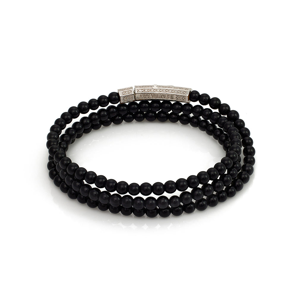 Triple Onyx Bracelet In Silver