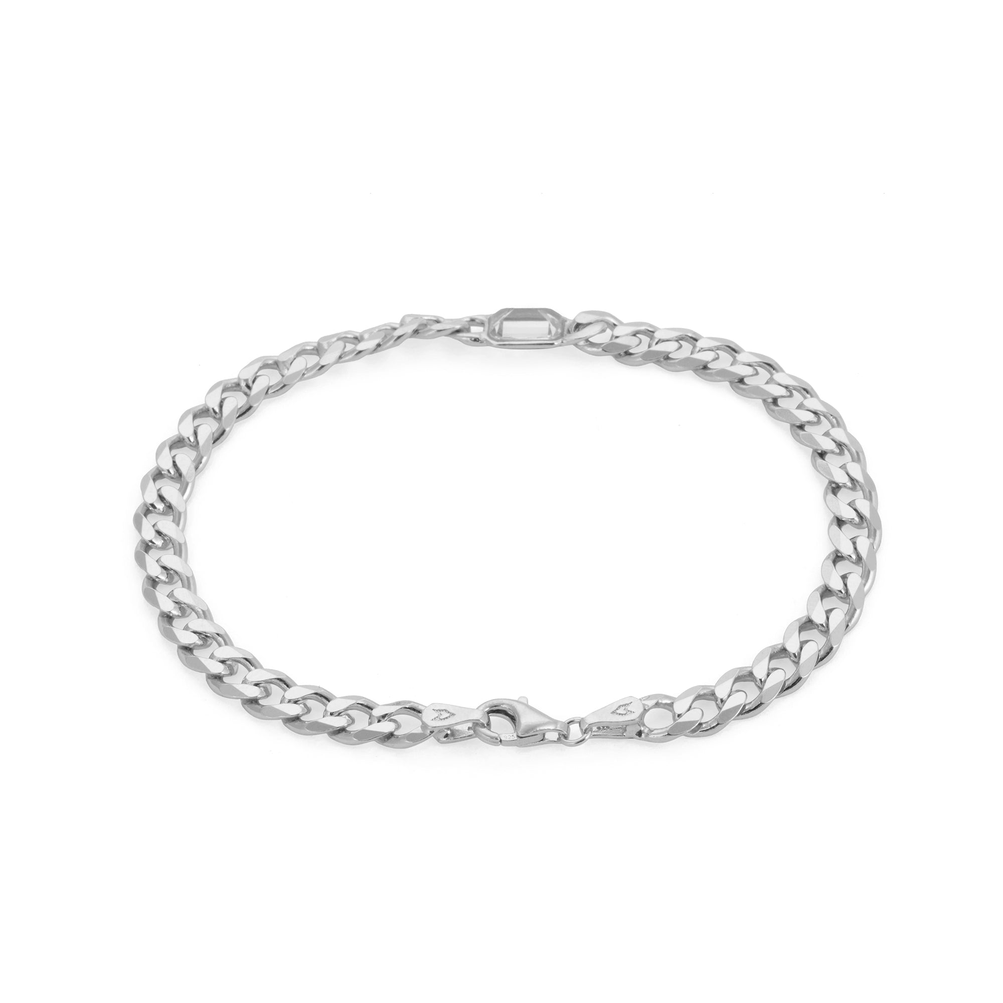White Baguette Bracelet In Silver