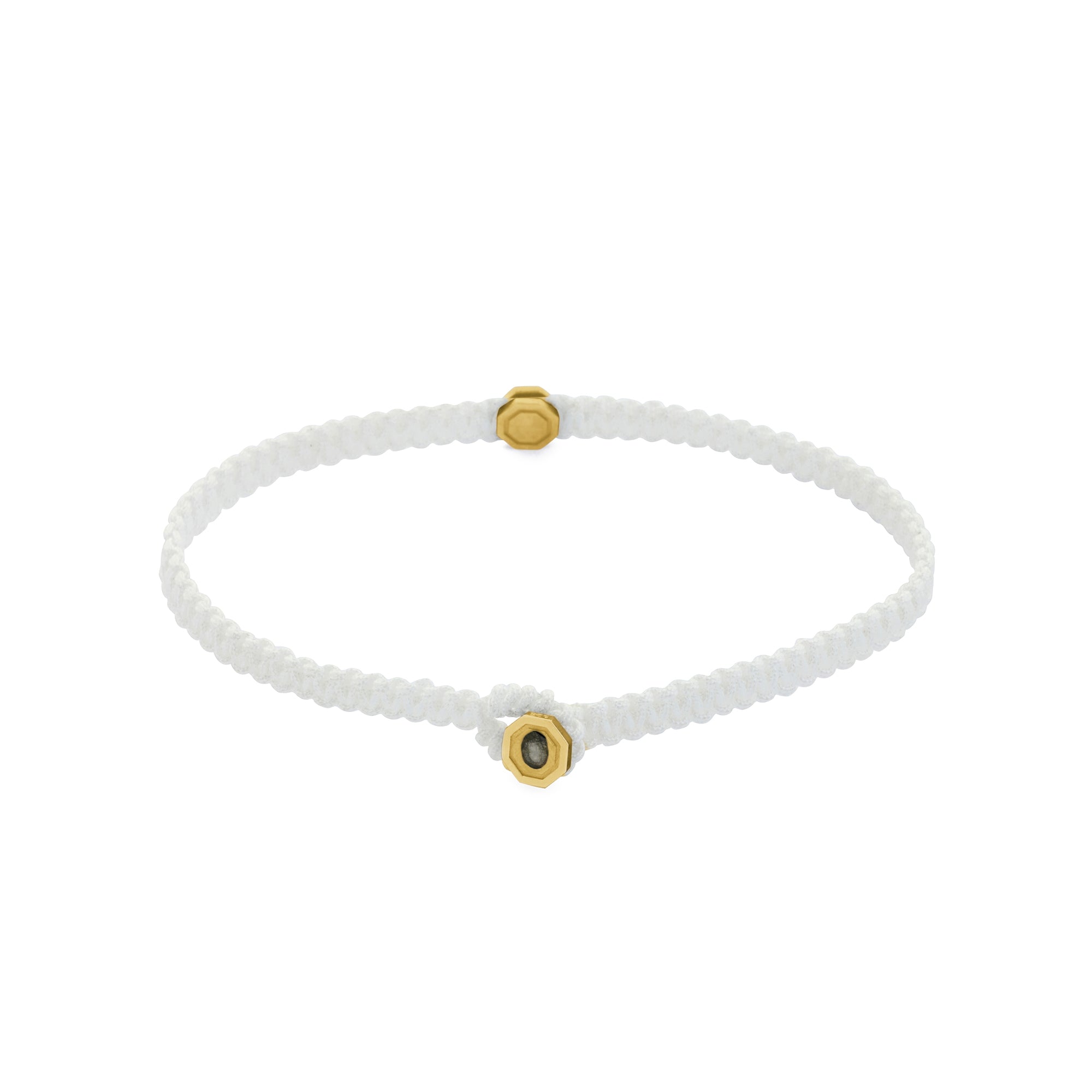 White Octagon Macrame Bracelet In Gold