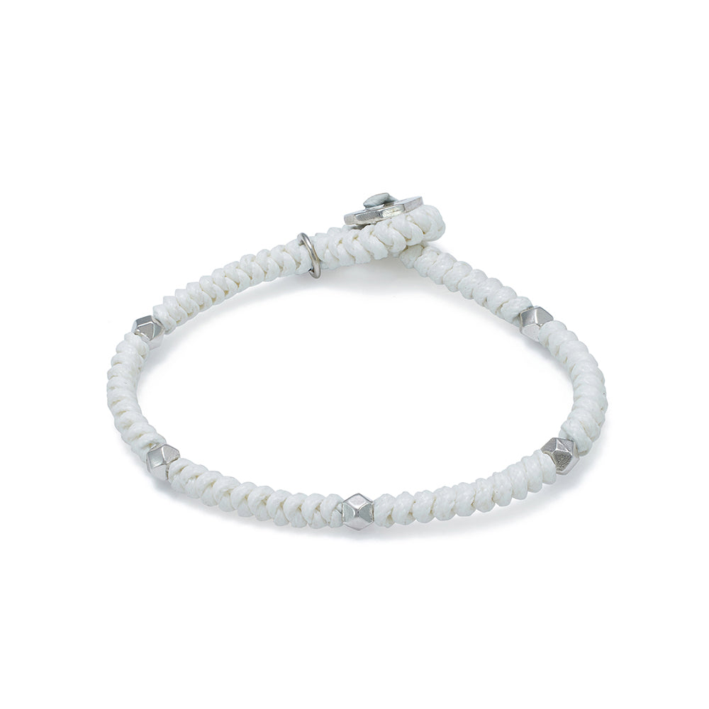 White Snake Knot Bracelet In Silver