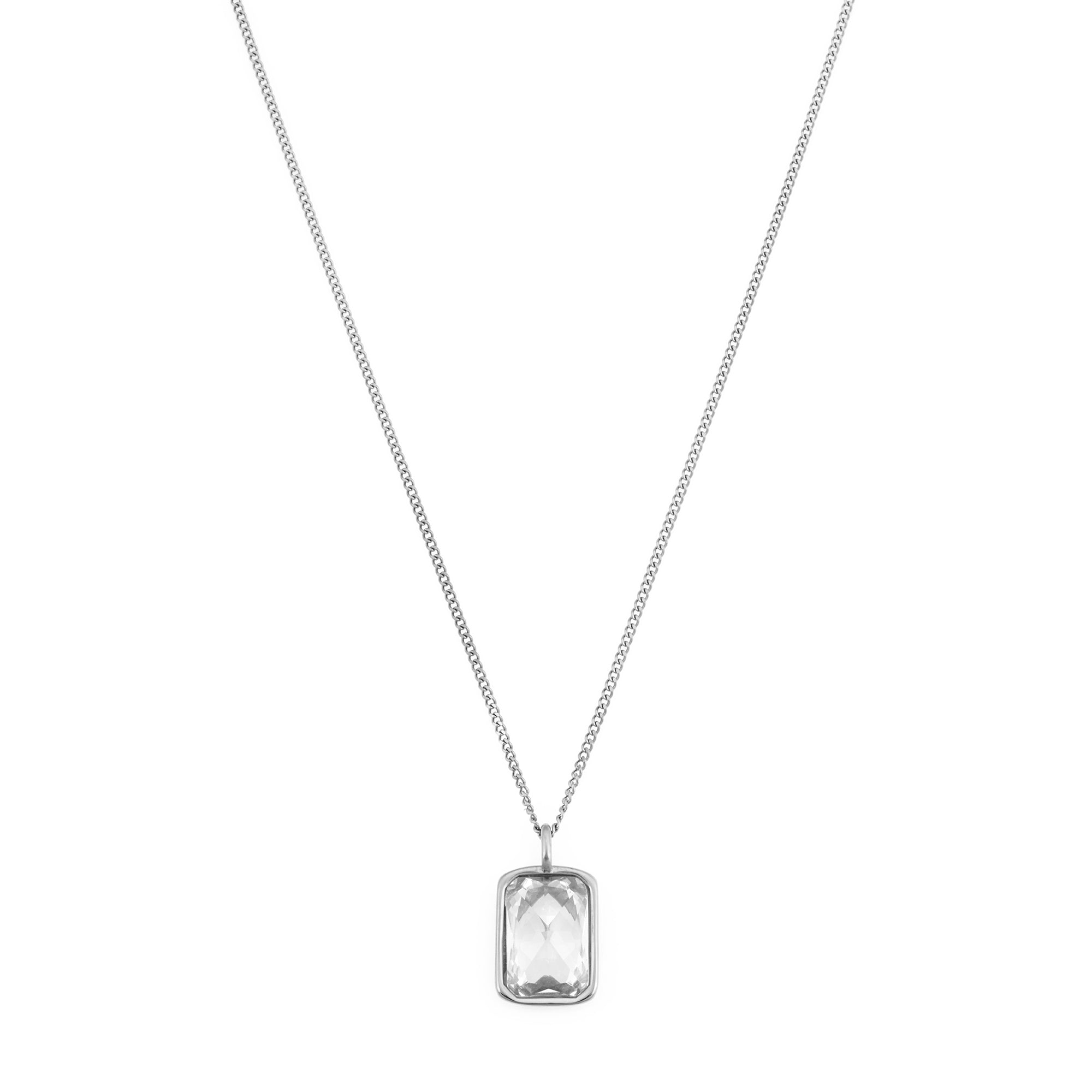 White Stone Necklace In Silver