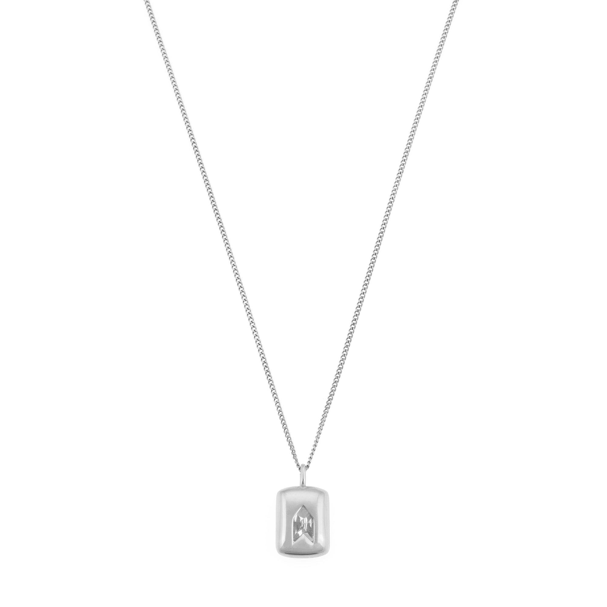 White Stone Necklace In Silver