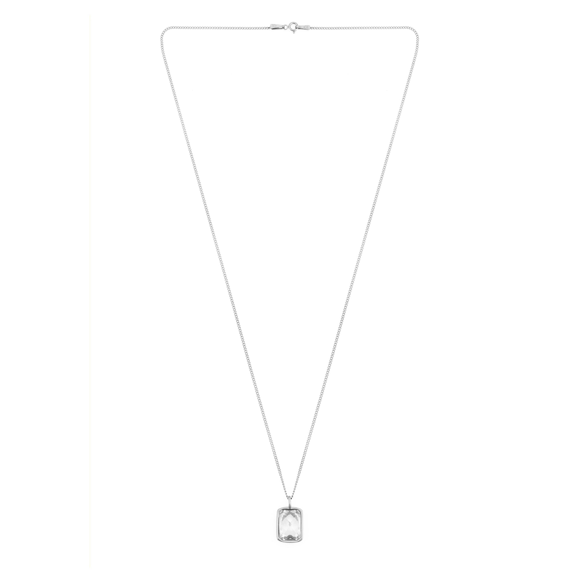 White Stone Necklace In Silver