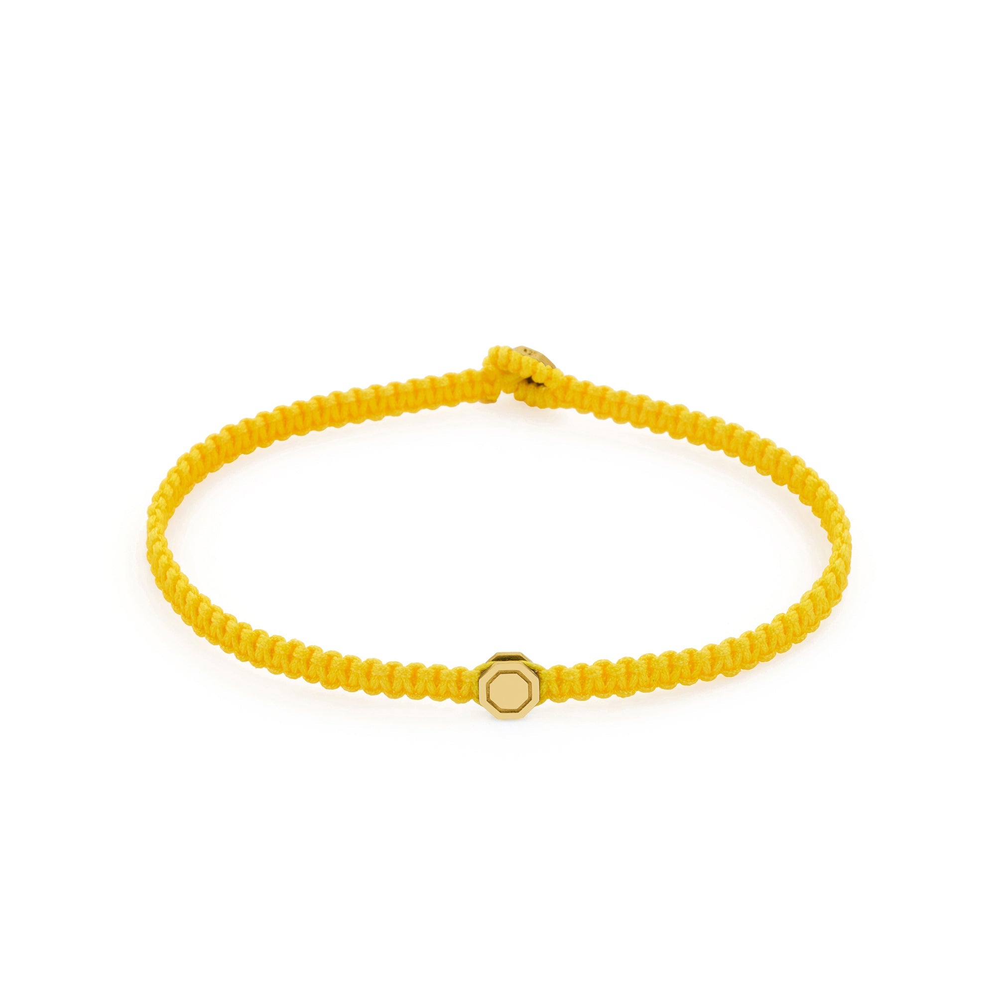 Yellow Octagon Macrame Bracelet In Gold