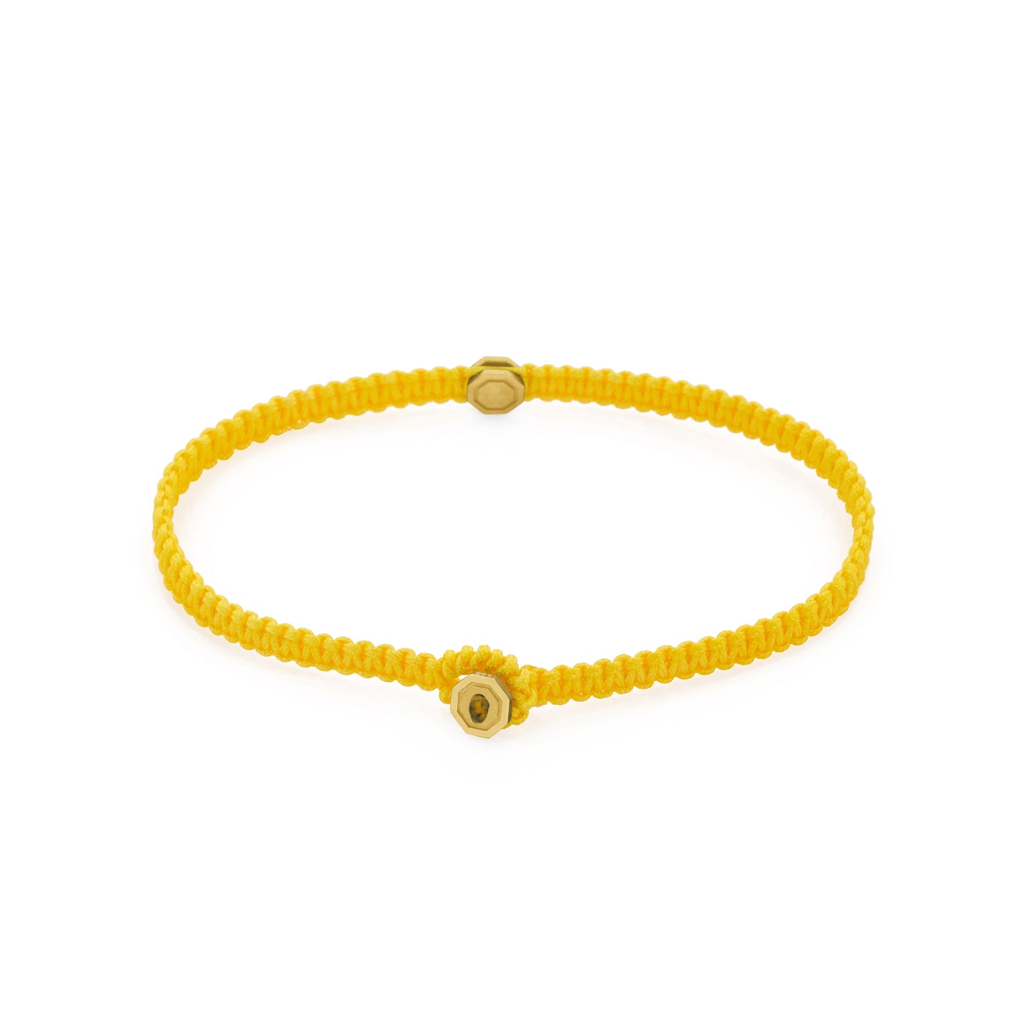 Yellow Octagon Macrame Bracelet In Gold