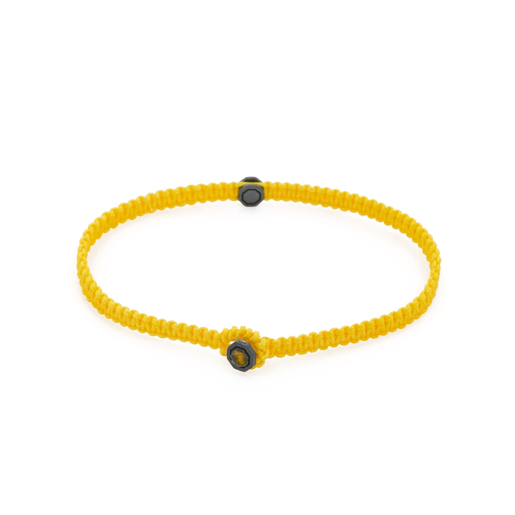 Yellow Octagon Macrame Bracelet In Oxide
