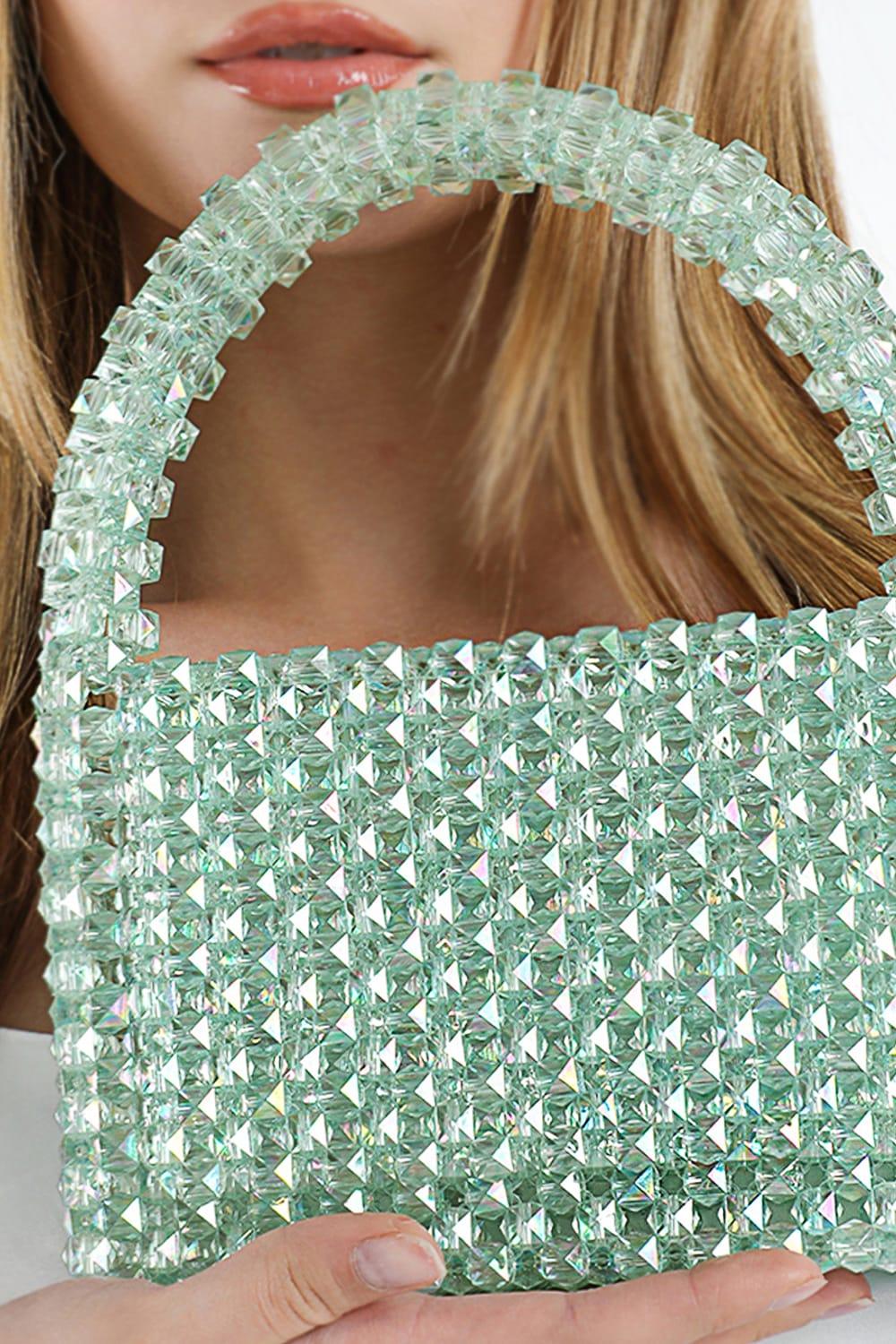 Ava Villain-Gleam Boncuk Çanta Yeşil-El Çantası-4-Milagron.com