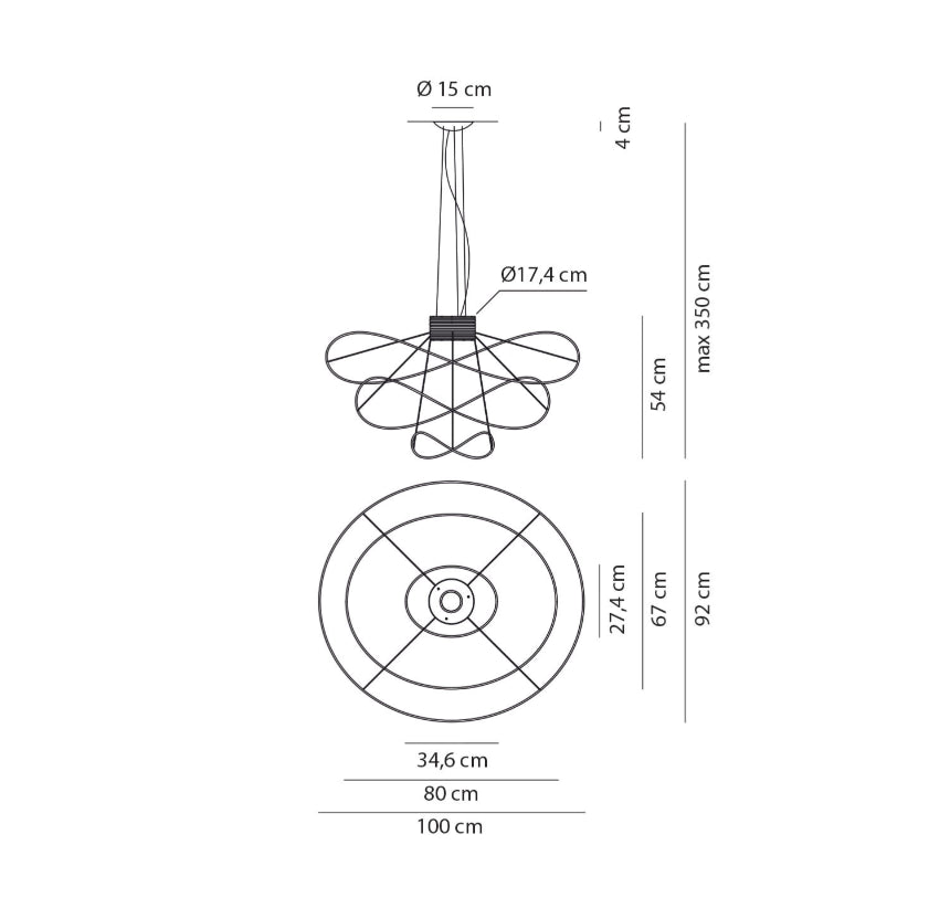 Hoops 3L Si̇yah Q:100Cm H:51 Cm 16W Led 3000K