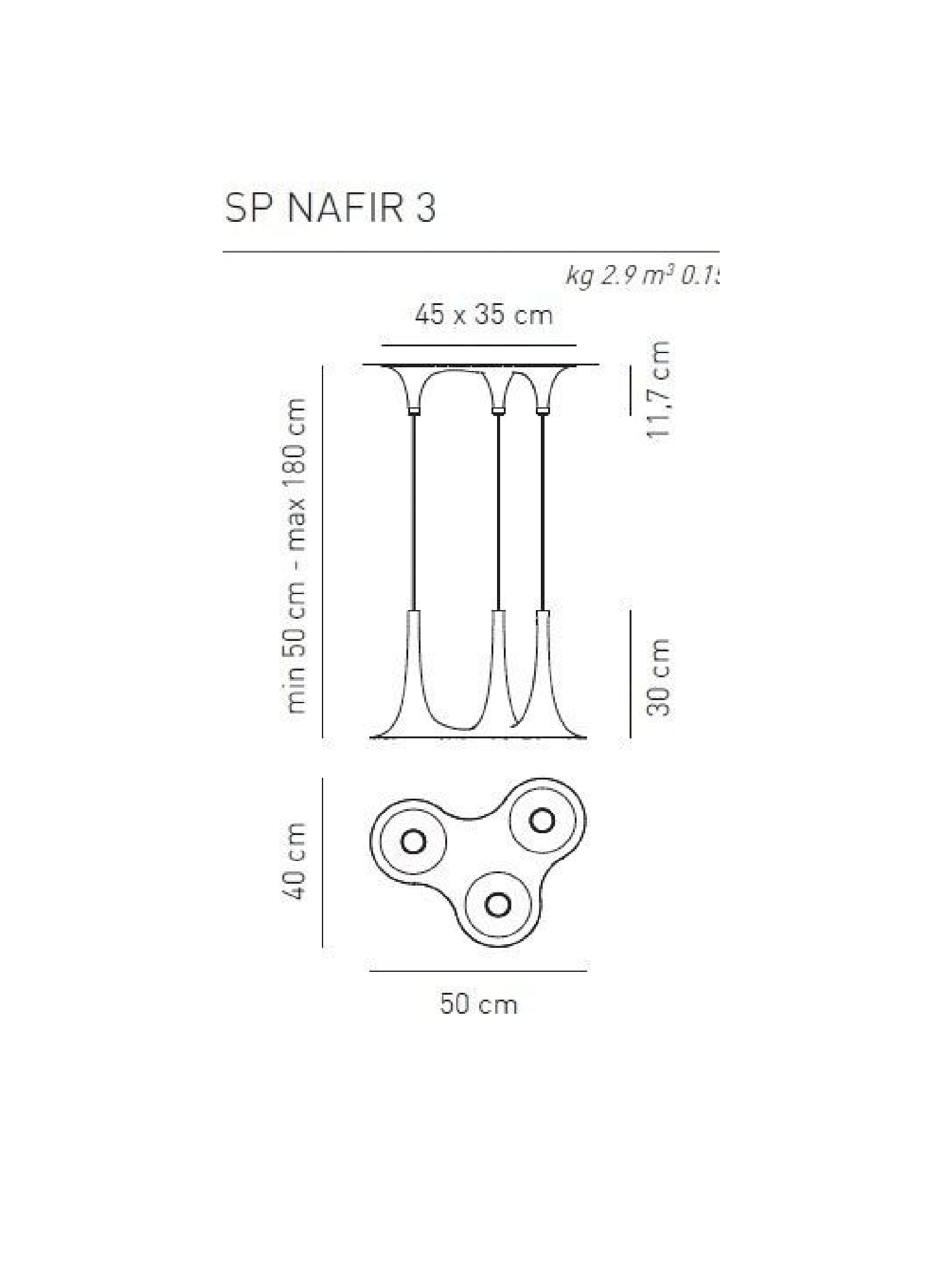 Nafir 3L Sarkit Krom-Beyaz Ø45X35 Cm H Max180 Cm 3Xgu10