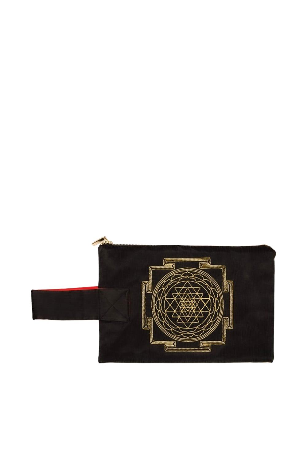 Ayanas-Sri̇ Yantra Clutch Çanta - Obsi̇di̇an-Clutch-1-Milagron.com