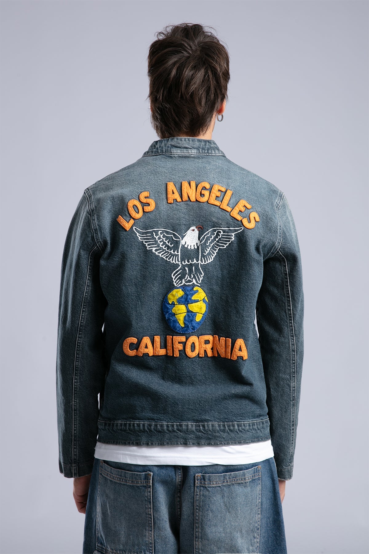 Catch-Nakış Detaylı Biker Form Denim Ceket-Ceket-6-Milagron.com