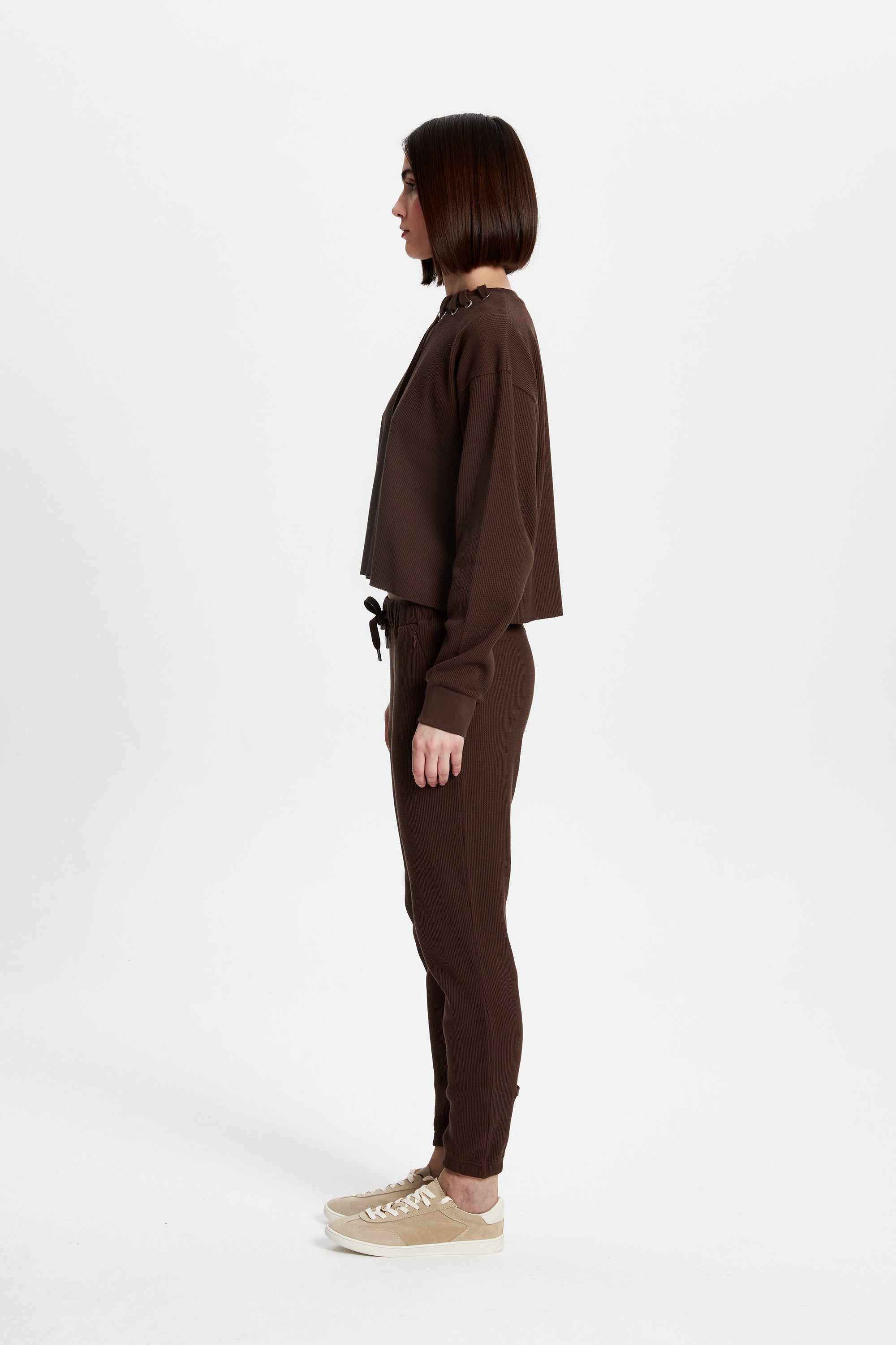 Kahverengi Waffle Sweatshirt