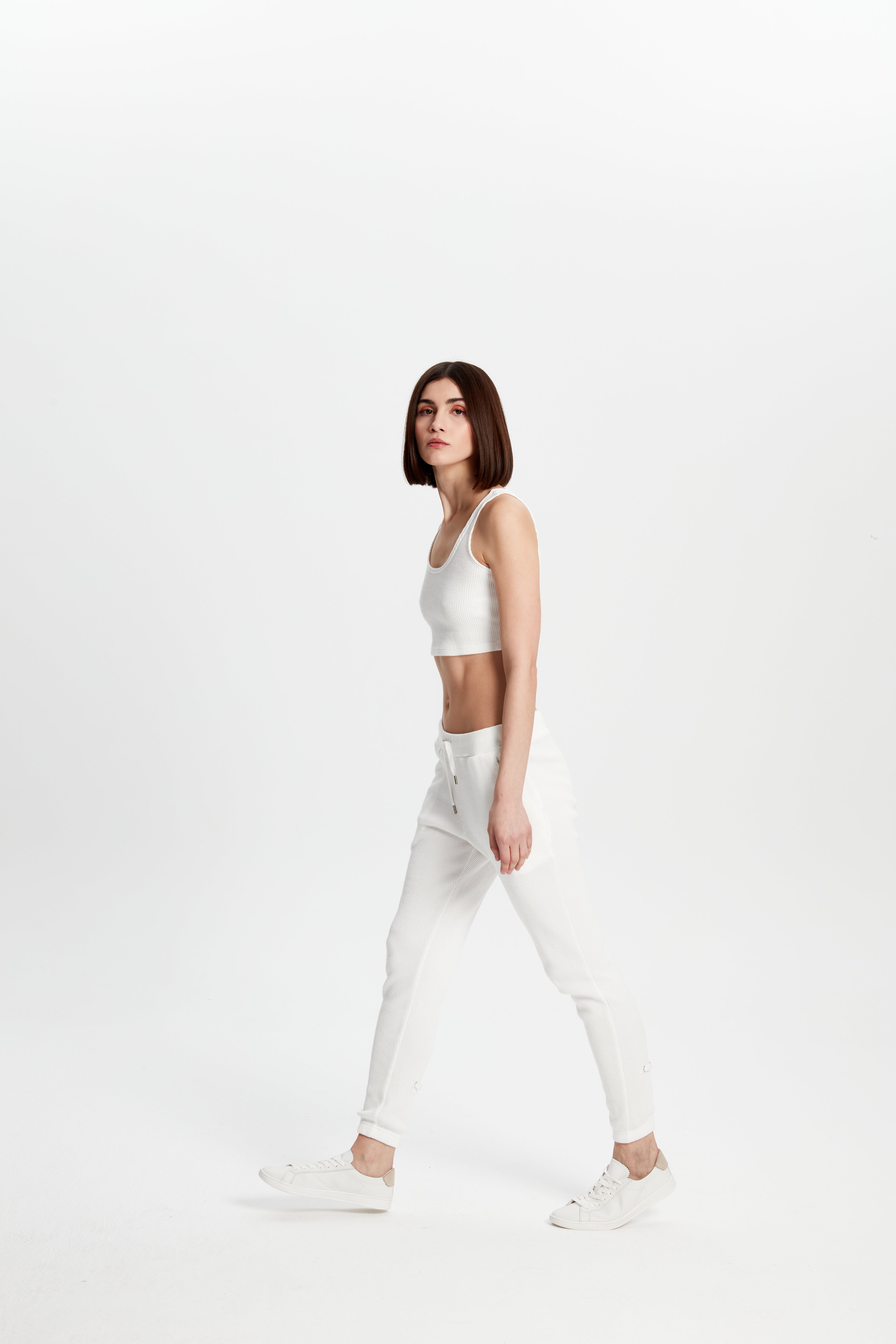 Waffle Crop Top - Beyaz