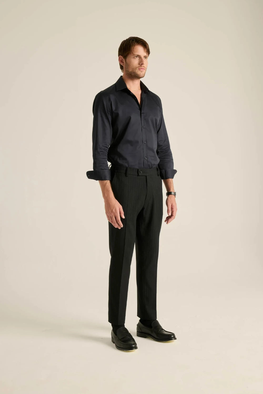 Batts-Vincent Lacivert Saten Gömlek-Gömlek-5-Milagron.com