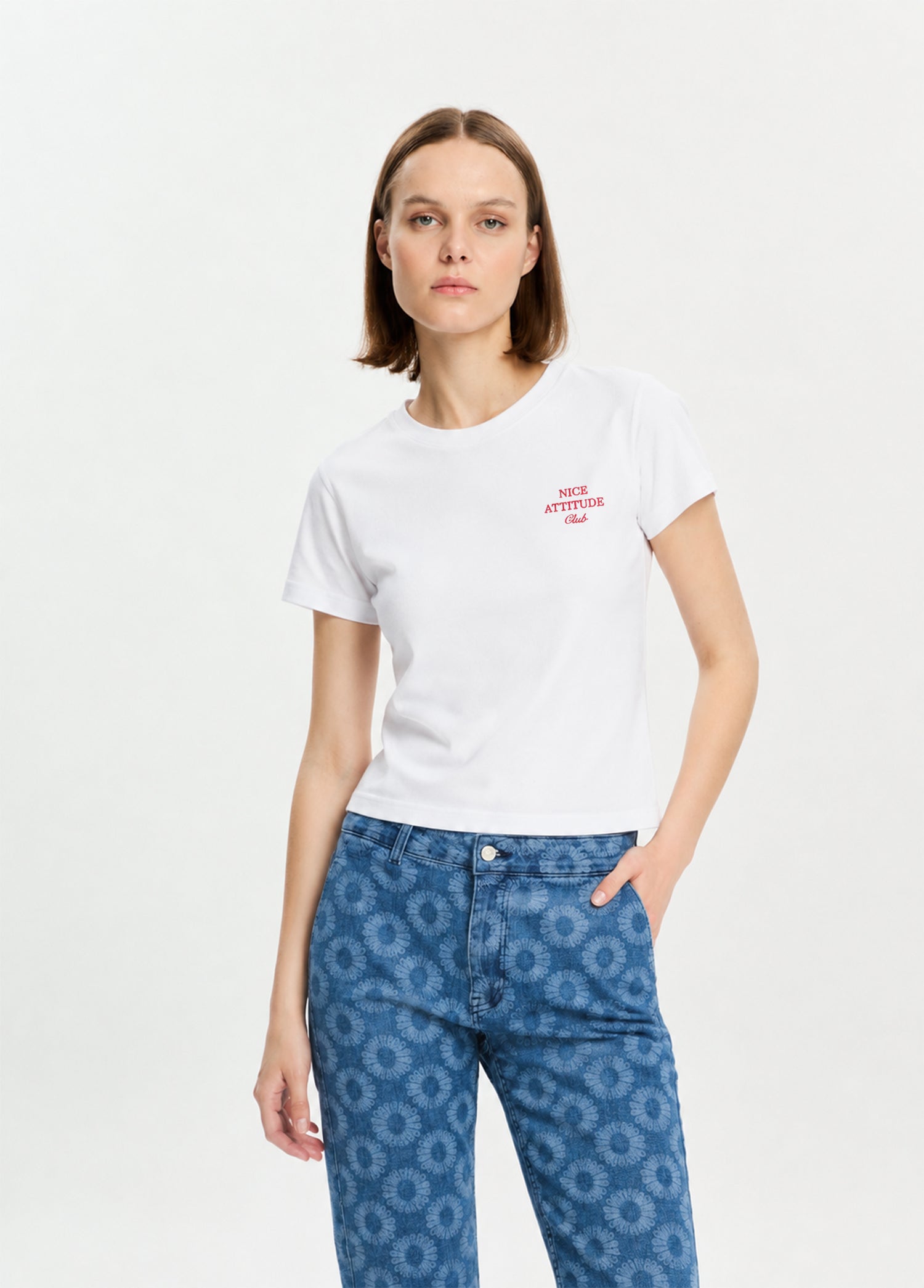 Beyaz Nice Atitude T-Shirt