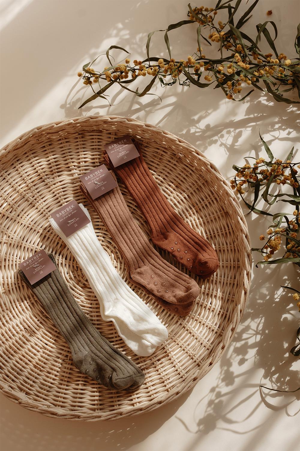 Babybek-4'lü Dizaltı Pamuk Çorap Seti Bohem-Çorap-1-Milagron.com