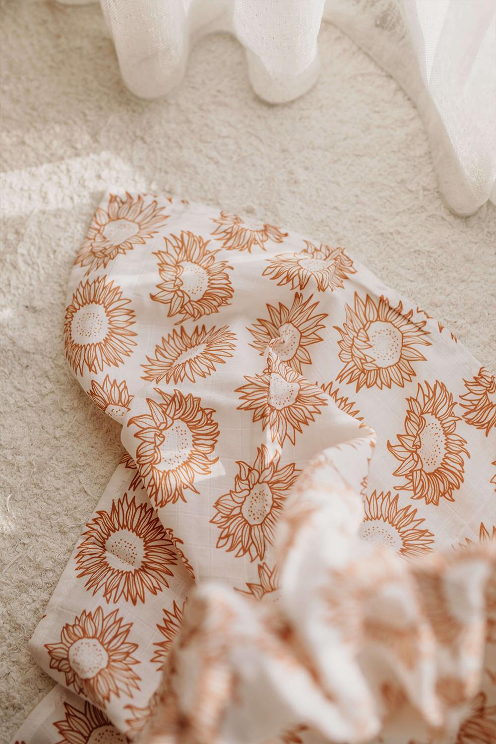 Babybek-Ayçiçek Müslin Örtü-Yatak Örtüsü-1-Milagron.com