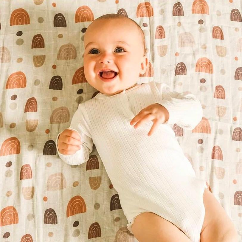 Babybek-Bohem Gökkuşağı Müslin Örtü-Yatak Örtüsü-1-Milagron.com