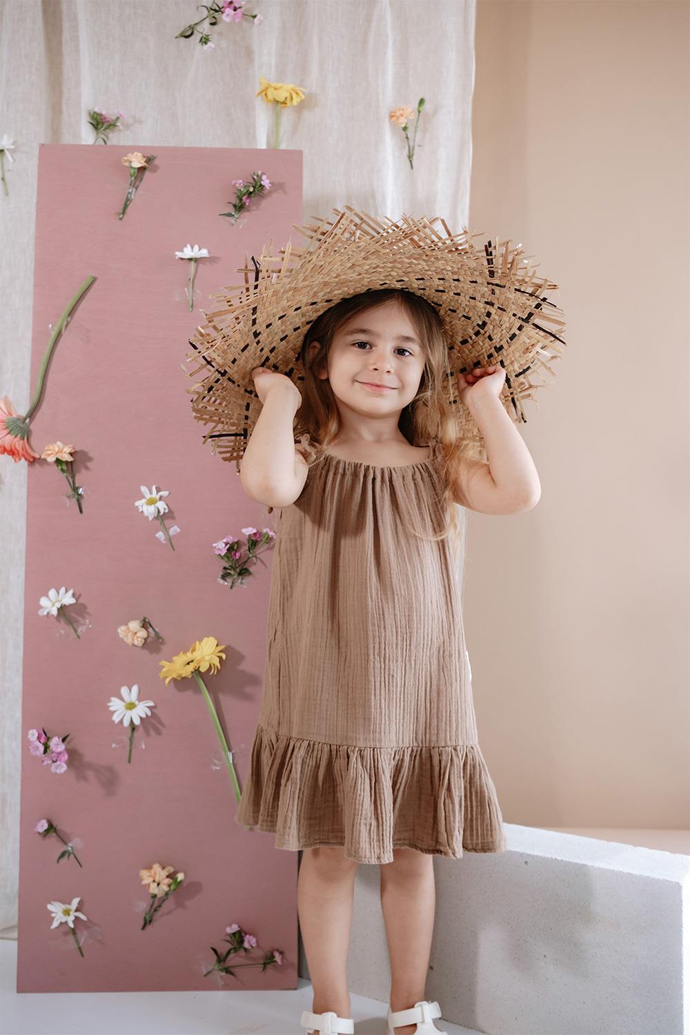 Babybek-Kahverengi Müslin Elbise-Çocuk Elbise & Tulum-1-Milagron.com