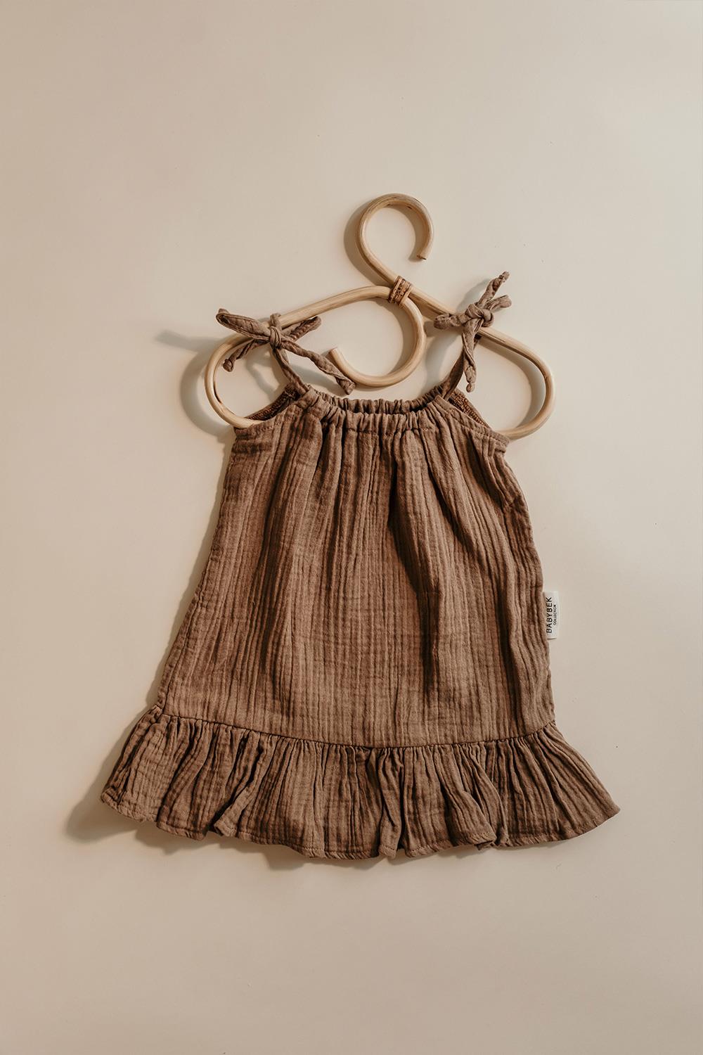Babybek-Kahverengi Müslin Elbise-Çocuk Elbise & Tulum-3-Milagron.com
