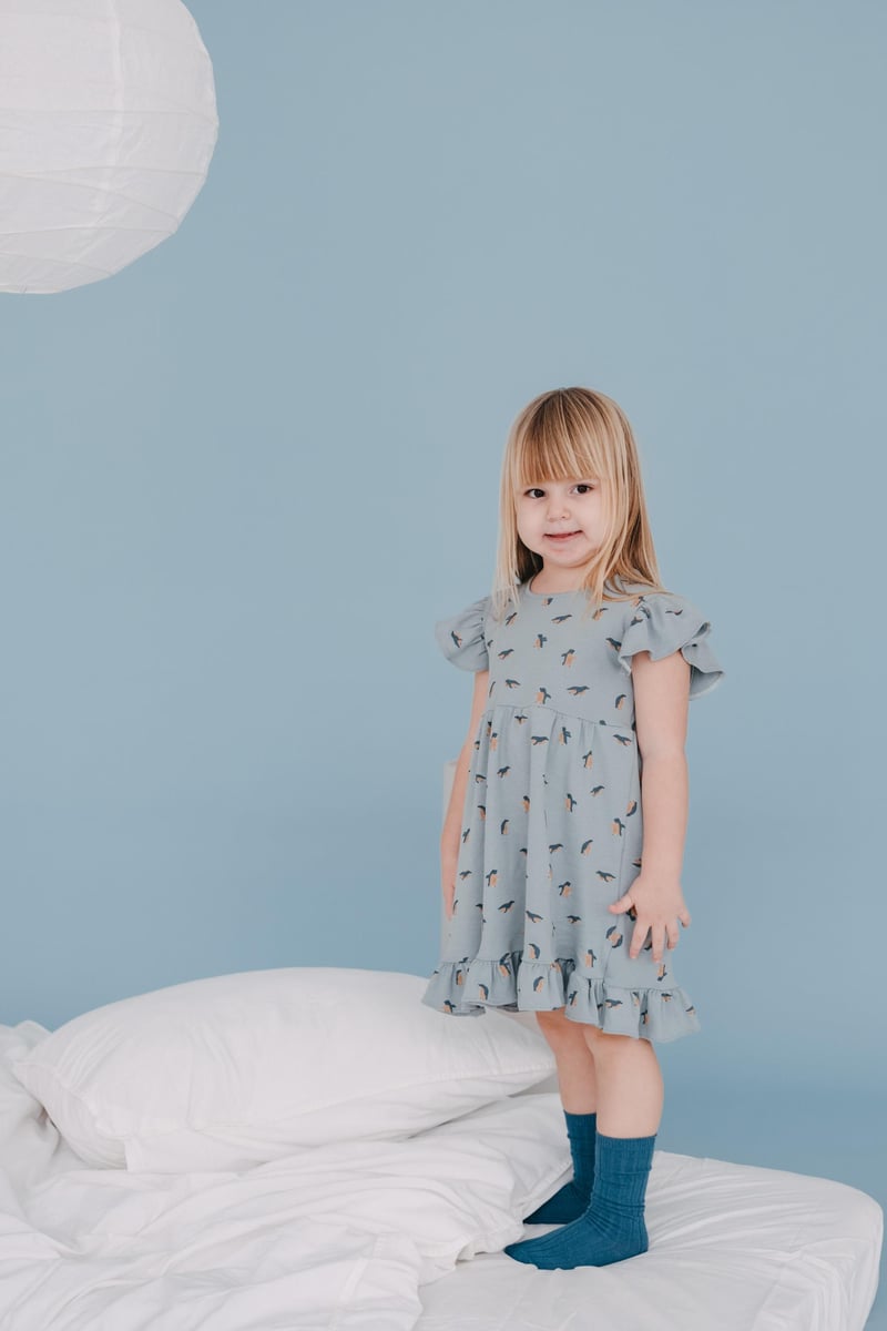 Babybek-Kız Çocuk Fırfırlı Pijama Elbise-Pijama Takımı-4-Milagron.com