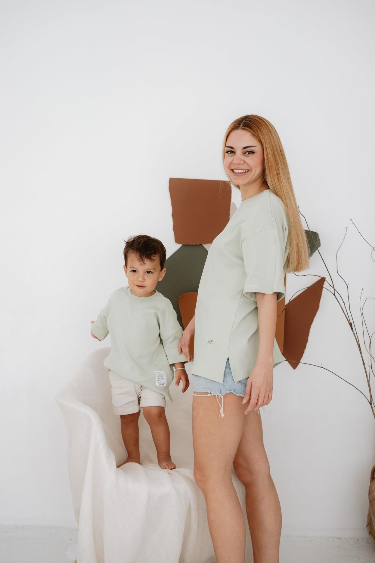 Babybek-Premium Kadın Oversize Su Yeşili T Shirt-T-Shirts-6-Milagron.com