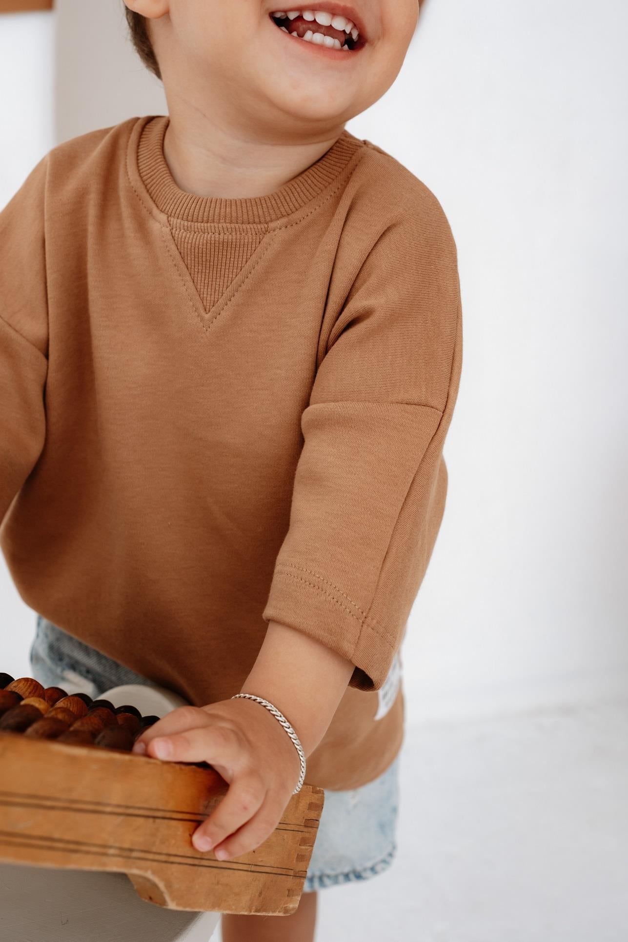 Babybek-Premium Oversize Unisex Çocuk Kahverengi T Shirt-T-Shirts-10-Milagron.com