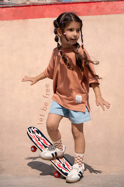 Babybek-Premium Oversize Unisex Çocuk Kiremit T Shirt-T-Shirts-2-Milagron.com