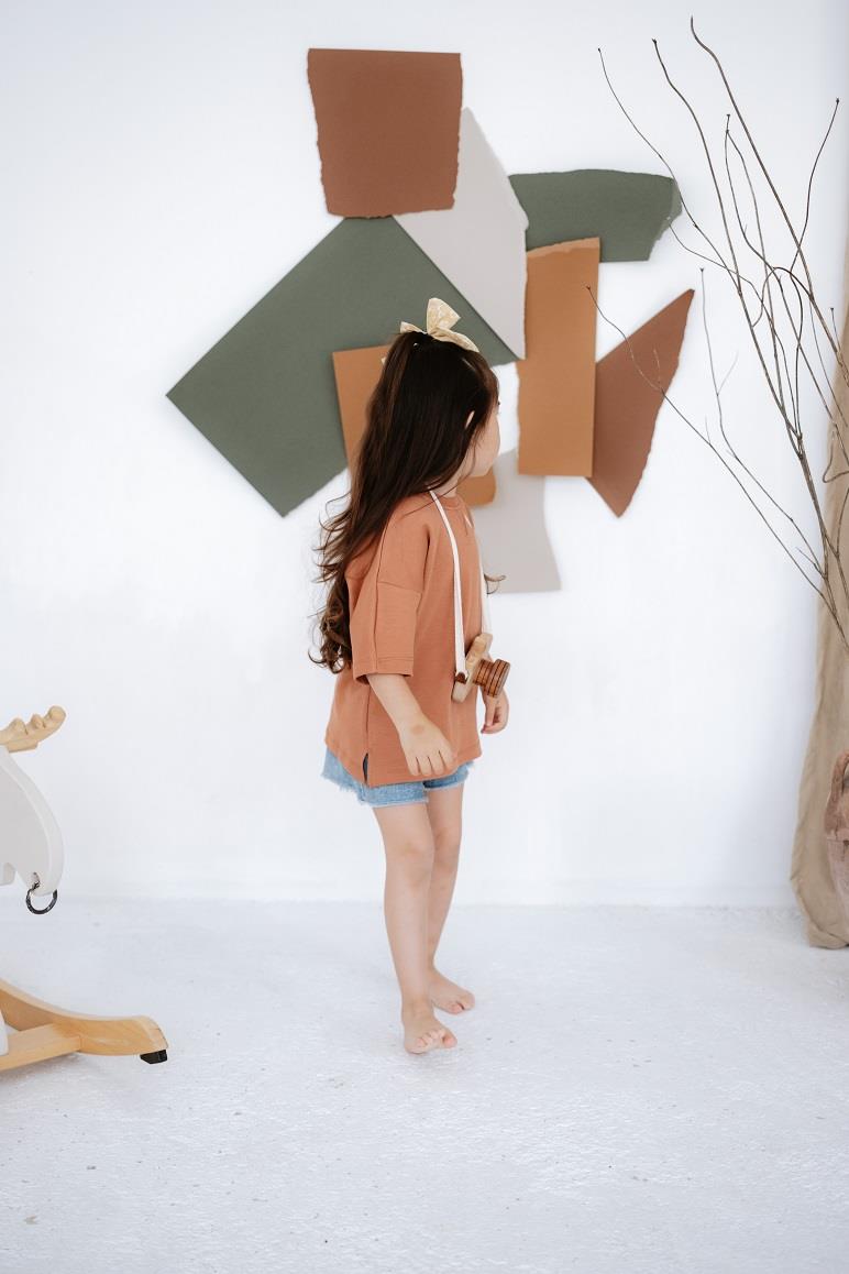 Babybek-Premium Oversize Unisex Çocuk Kiremit T Shirt-T-Shirts-5-Milagron.com