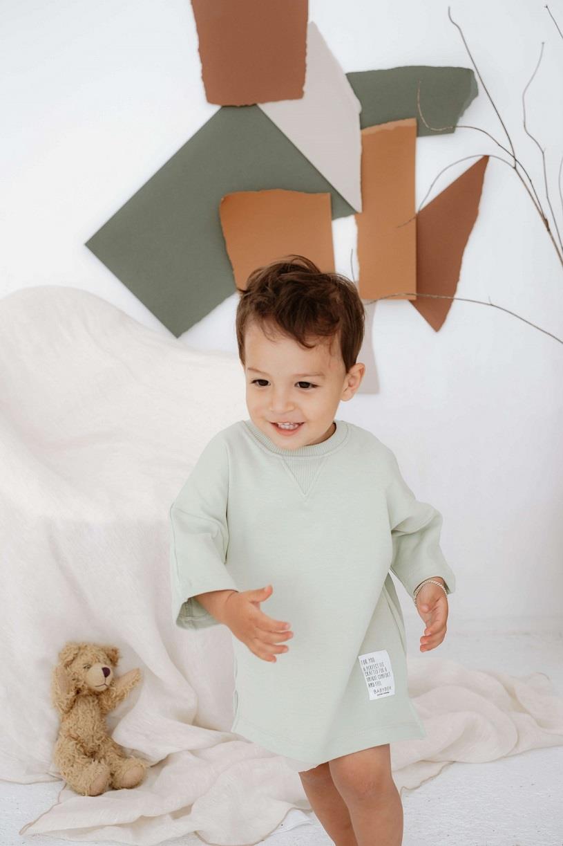 Babybek-Premium Oversize Unisex Çocuk Su Yeşili T Shirt-T-Shirts-2-Milagron.com