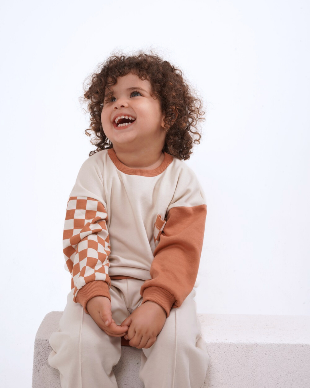 Babybek-Premium Unisex Eşofman Takımı Kiremit Dama-Alt - Üst Takım-6-Milagron.com