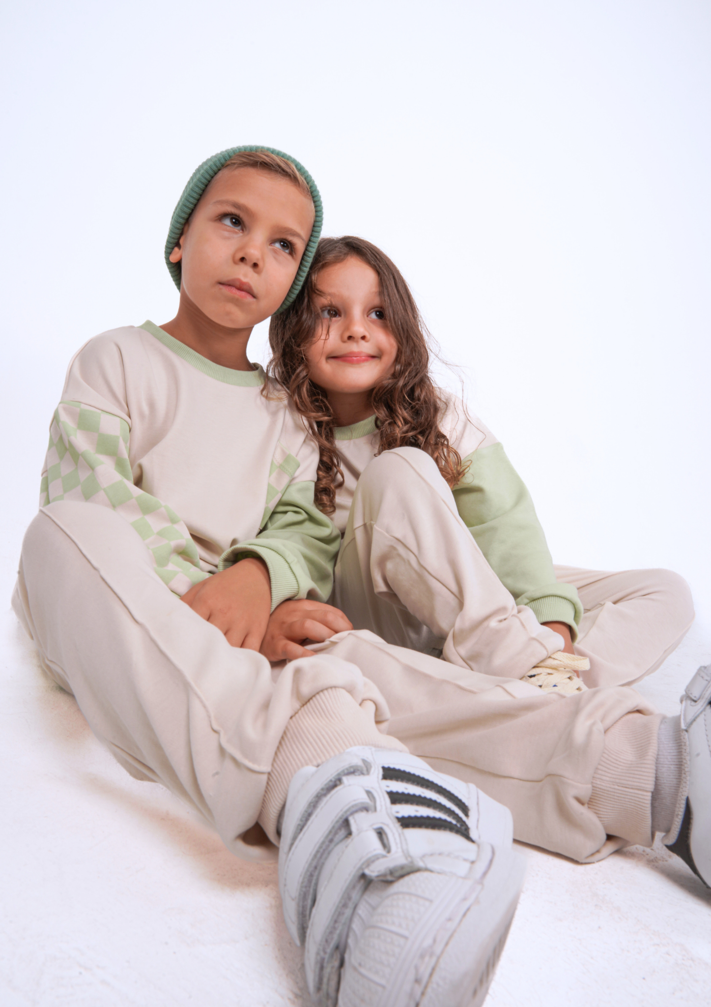 Babybek-Premium Unisex Eşofman Takımı Mint Dama-Alt - Üst Takım-1-Milagron.com