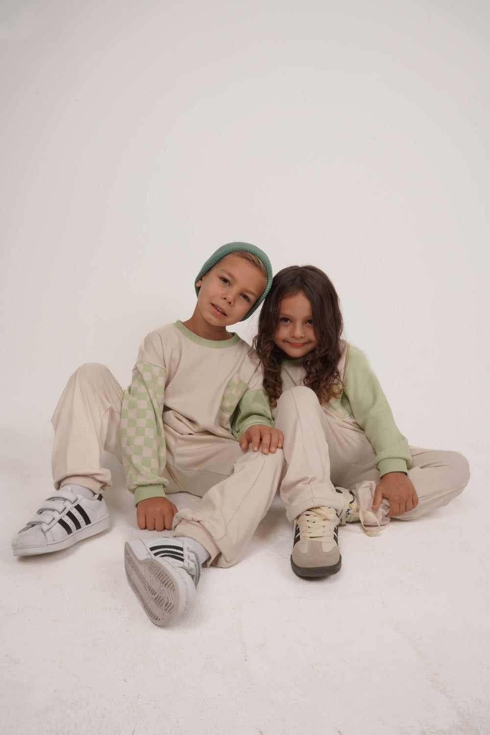 Babybek-Premium Unisex Eşofman Takımı Mint Dama-Alt - Üst Takım-3-Milagron.com