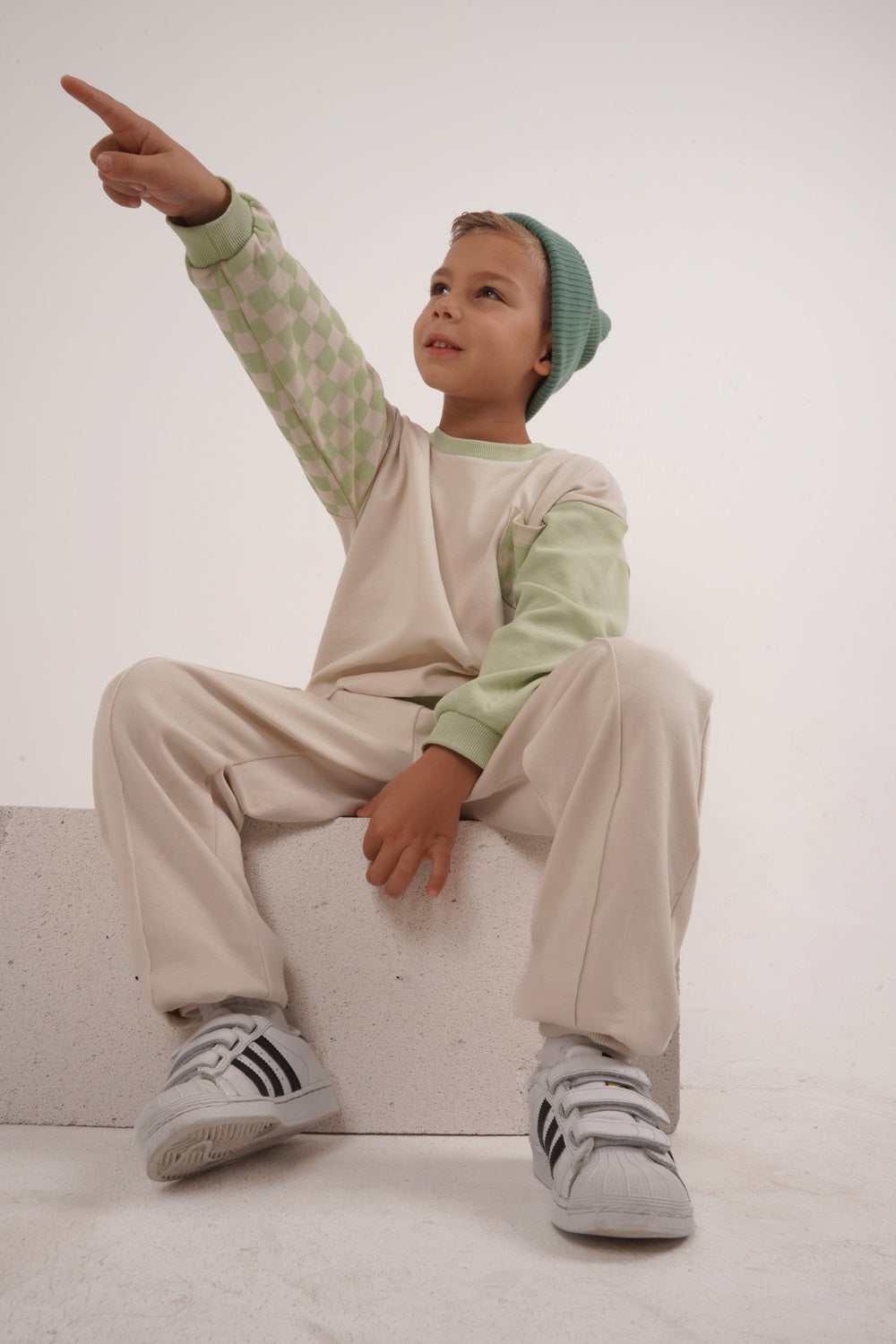 Babybek-Premium Unisex Eşofman Takımı Mint Dama-Alt - Üst Takım-6-Milagron.com