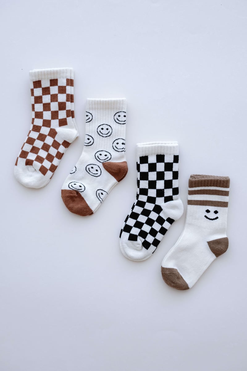 Babybek-Smiley Chess Premium 4'lü Çorap Seti-Çorap-4-Milagron.com