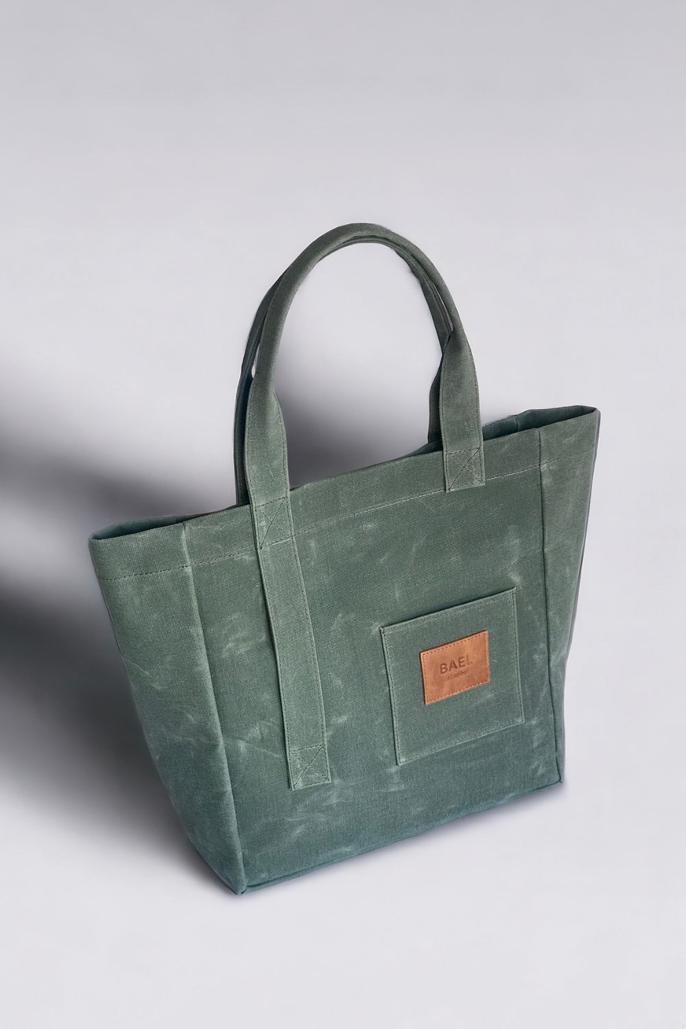 Bael İstanbul-Jungle Green Oversize Waxed Tote Bag-Omuz Çantası-4-Milagron.com