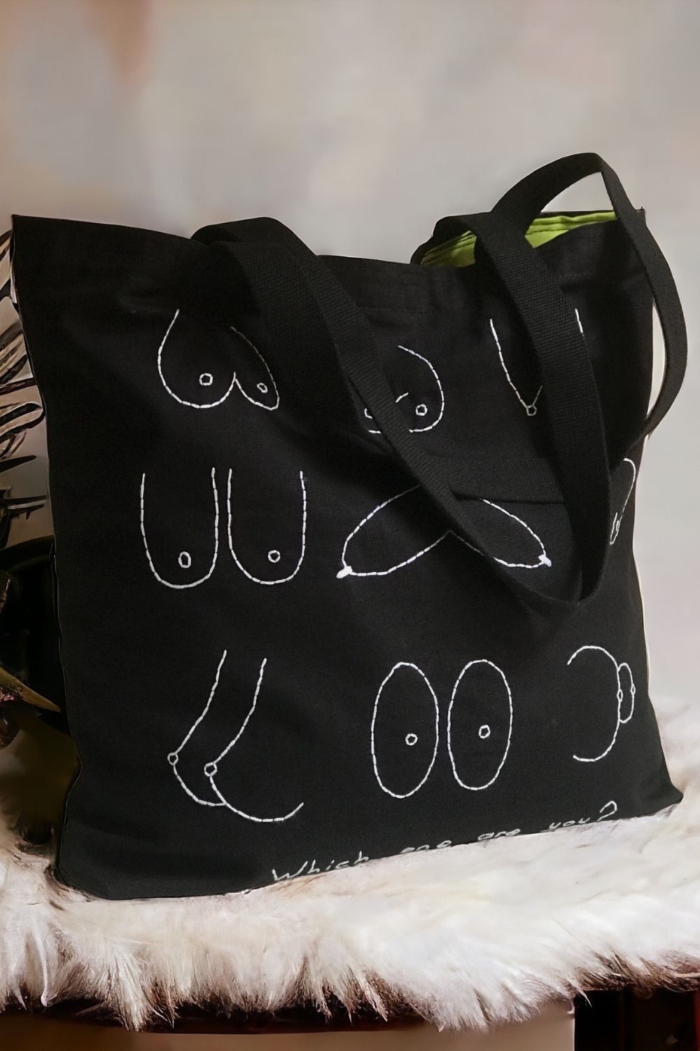 Bael İstanbul-Which One Are You Large Tote Bag Black-Omuz Çantası-3-Milagron.com