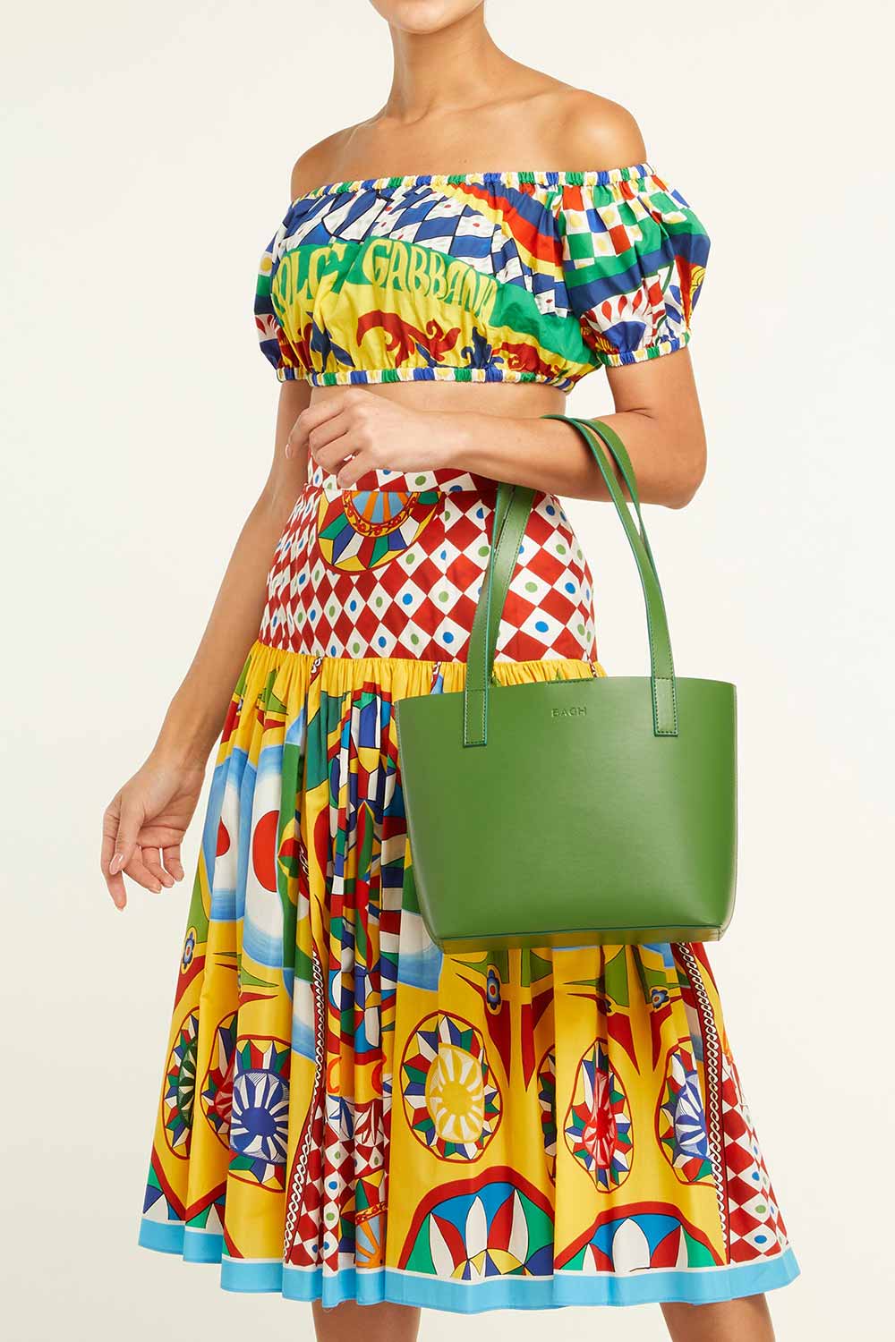 Bagh Collection-Mini Tote In Grass Green-Omuz Çantası-5-Milagron.com