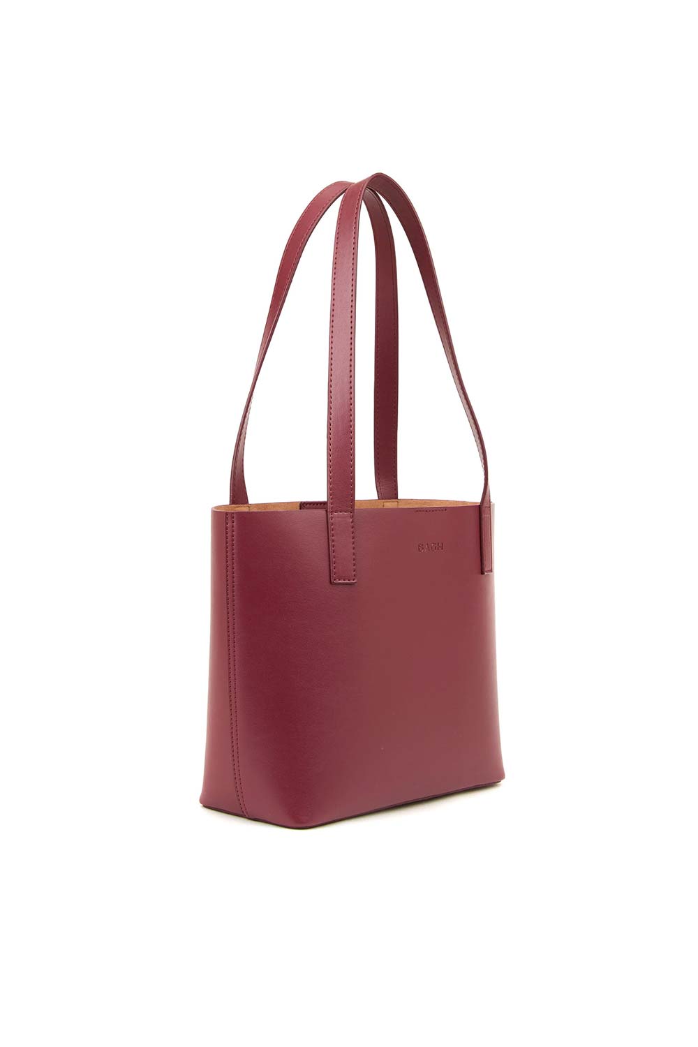 Bagh Collection-Mini Tote In Maroon-Omuz Çantası-3-Milagron.com