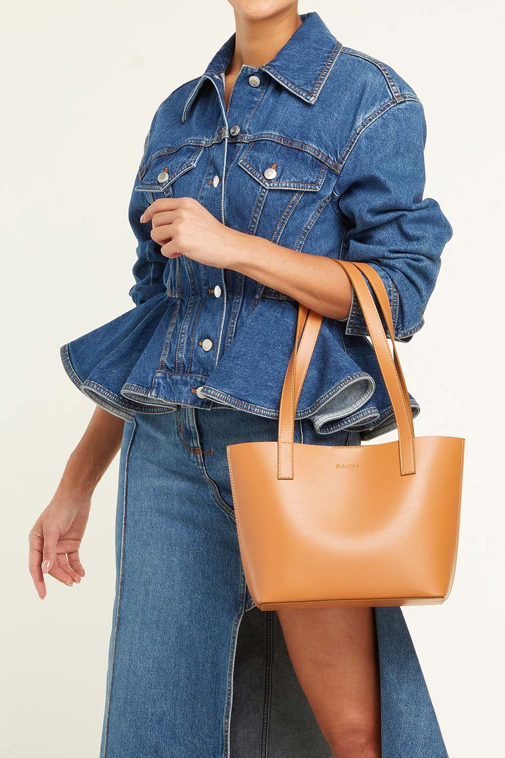 Bagh Collection-Mini Tote In Tan-Omuz Çantası-4-Milagron.com